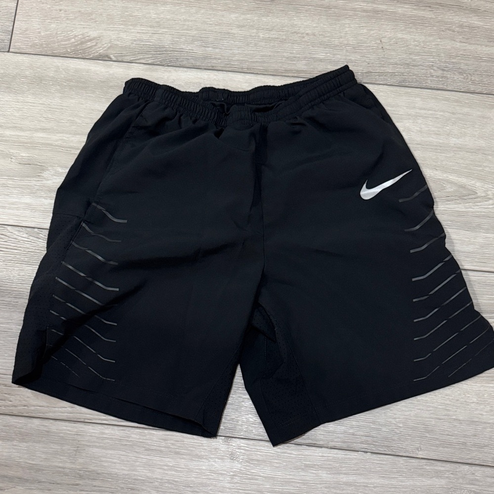 Nike Men's Black Training Shorts with Silver Accents